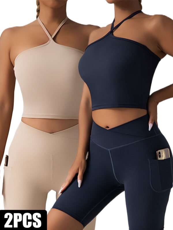 2 Pieces Sports Bra Athletic Running Sports Bra - Image 2
