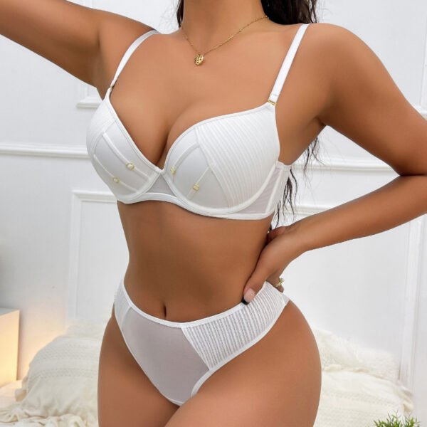 Sexy Light Luxury Thick Cup Underwear Push Up Breast Holding Anti-sagging Adjustable Contrast Color Bra Set - Image 2