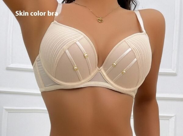 Sexy Light Luxury Thick Cup Underwear Push Up Breast Holding Anti-sagging Adjustable Contrast Color Bra Set - Image 3