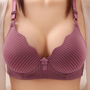 Thin Mom Underwear Comfortable Wireless Striped Bra